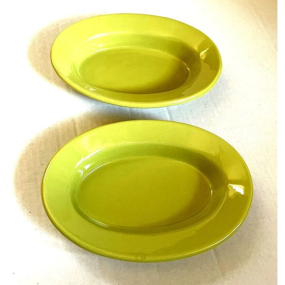 IKEA Green Stoneware Oval Baking Dish Casserole 9x6 Microwave Safe # 0717 - Picture 1 of 10